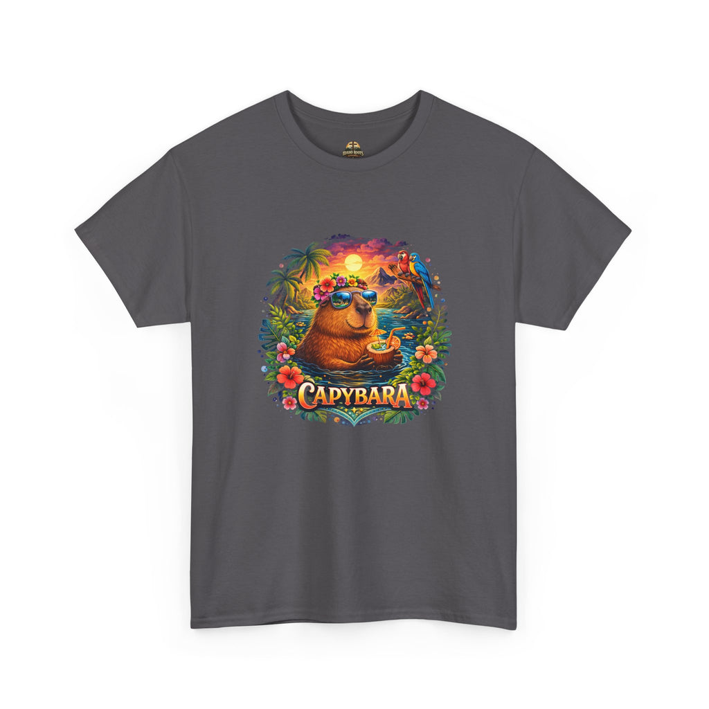 T-Shirt — 'Capybara' Tropical Sloth Sunset Graphic Tee