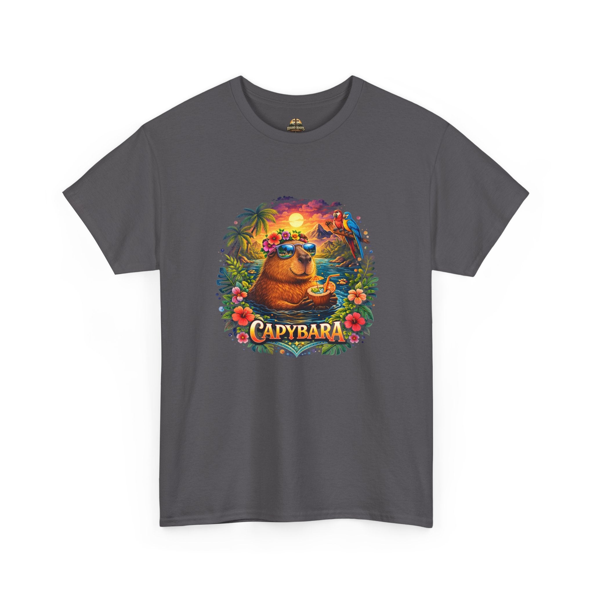 T-Shirt — 'Capybara' Tropical Sloth Sunset Graphic Tee