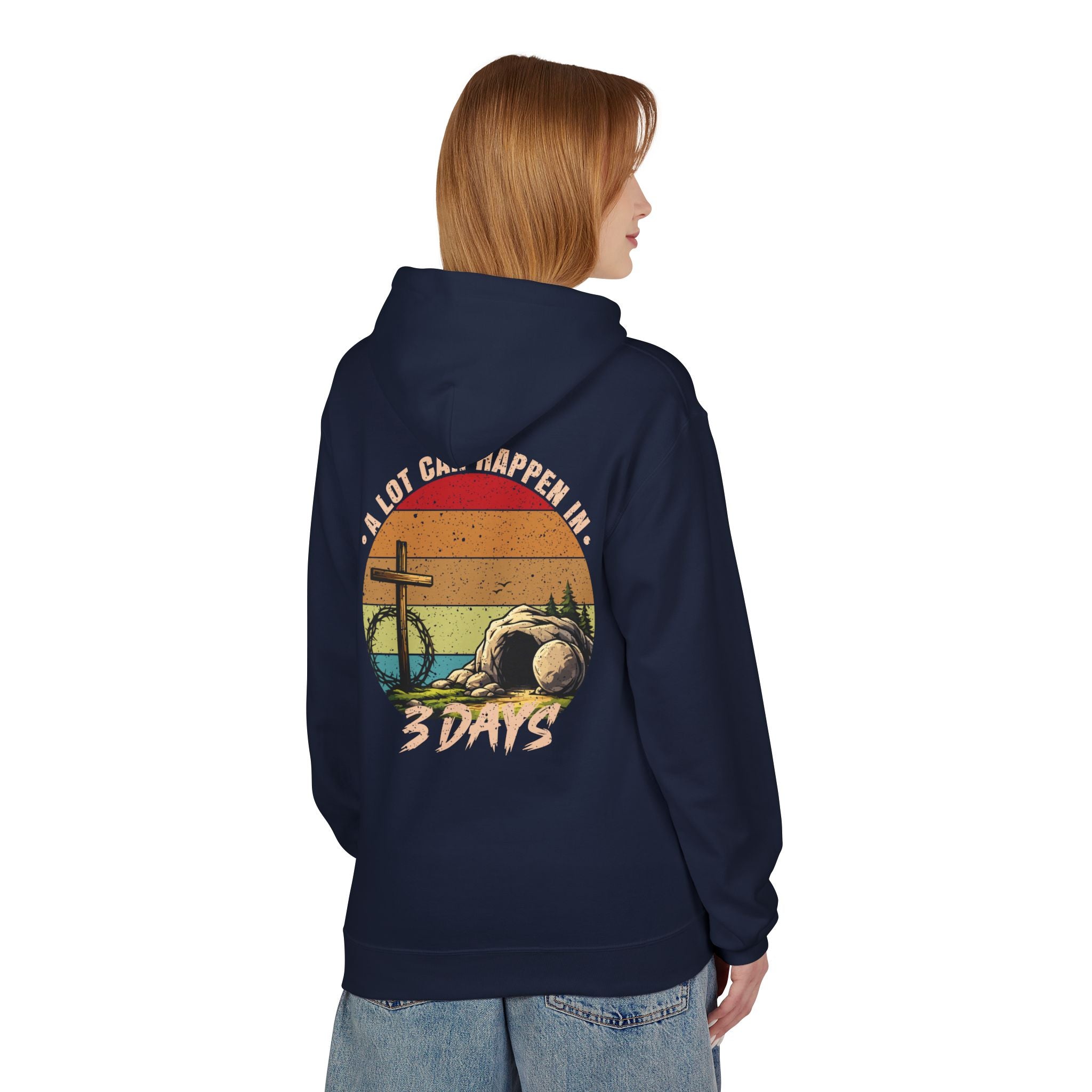 Easter Resurrection Hoodie — "A Lot Can Happen in 3 Days" Vintage Christian Sweatshirt