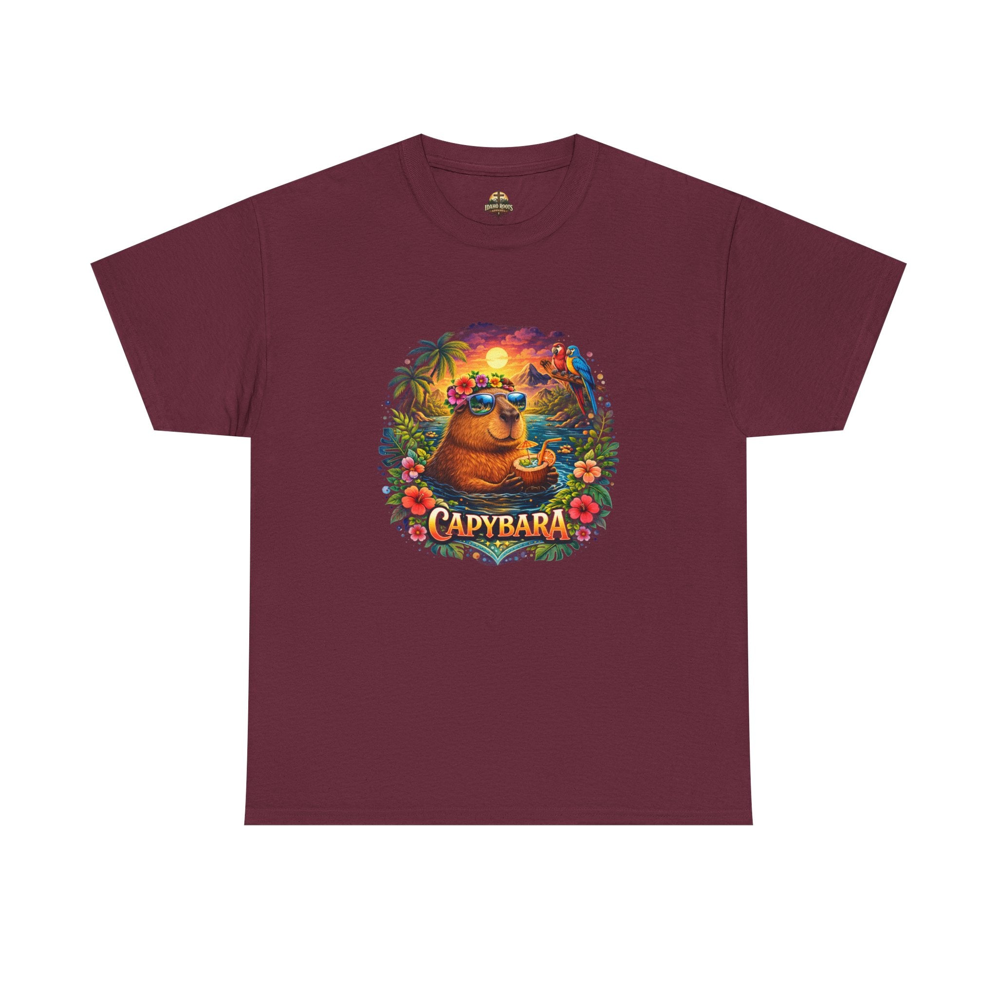 T-Shirt — 'Capybara' Tropical Sloth Sunset Graphic Tee