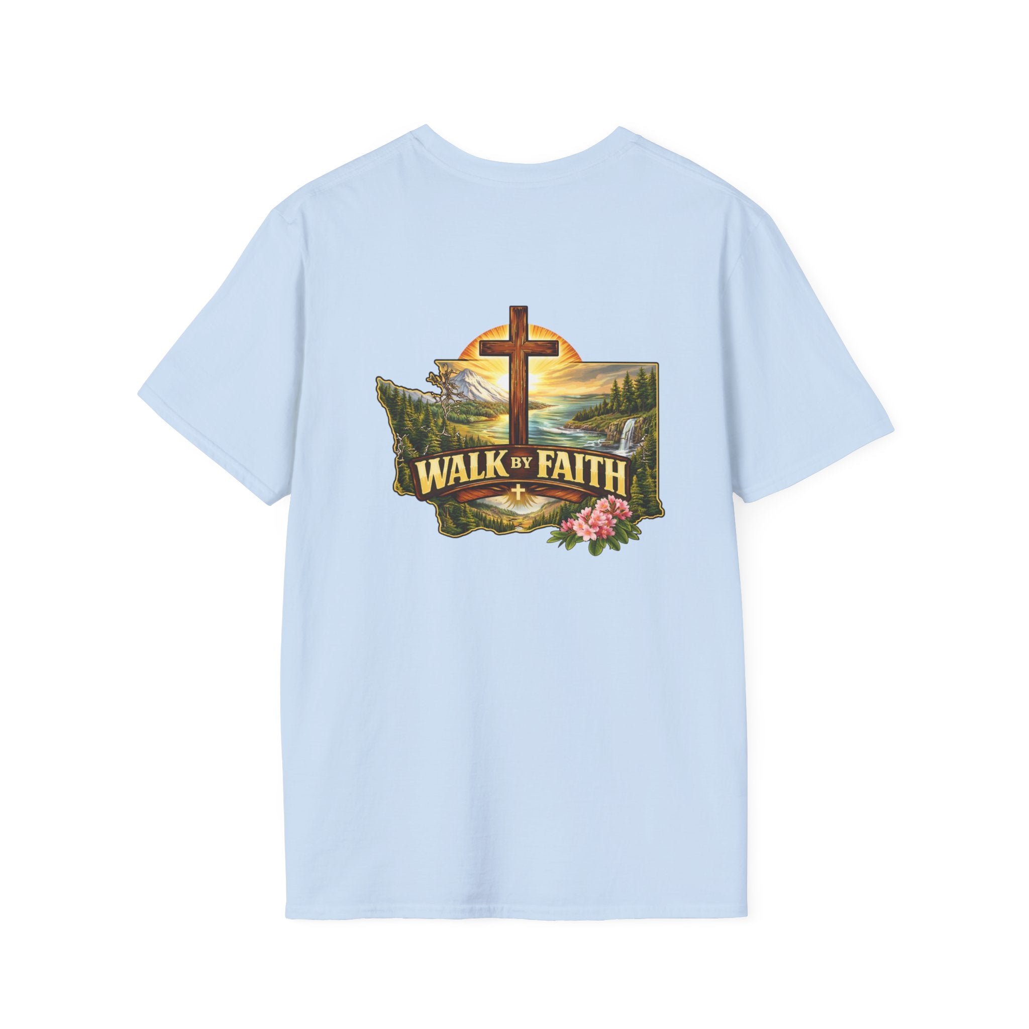 Washington State - Walk By Faith T-Shirt — Christian Cross Mountain Graphic Tee