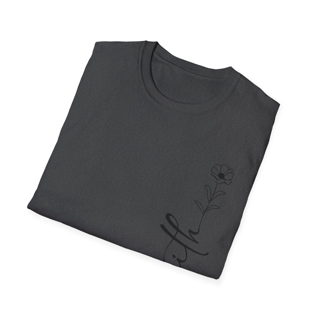 Faith Script T-Shirt — Minimal Floral Faith Tee