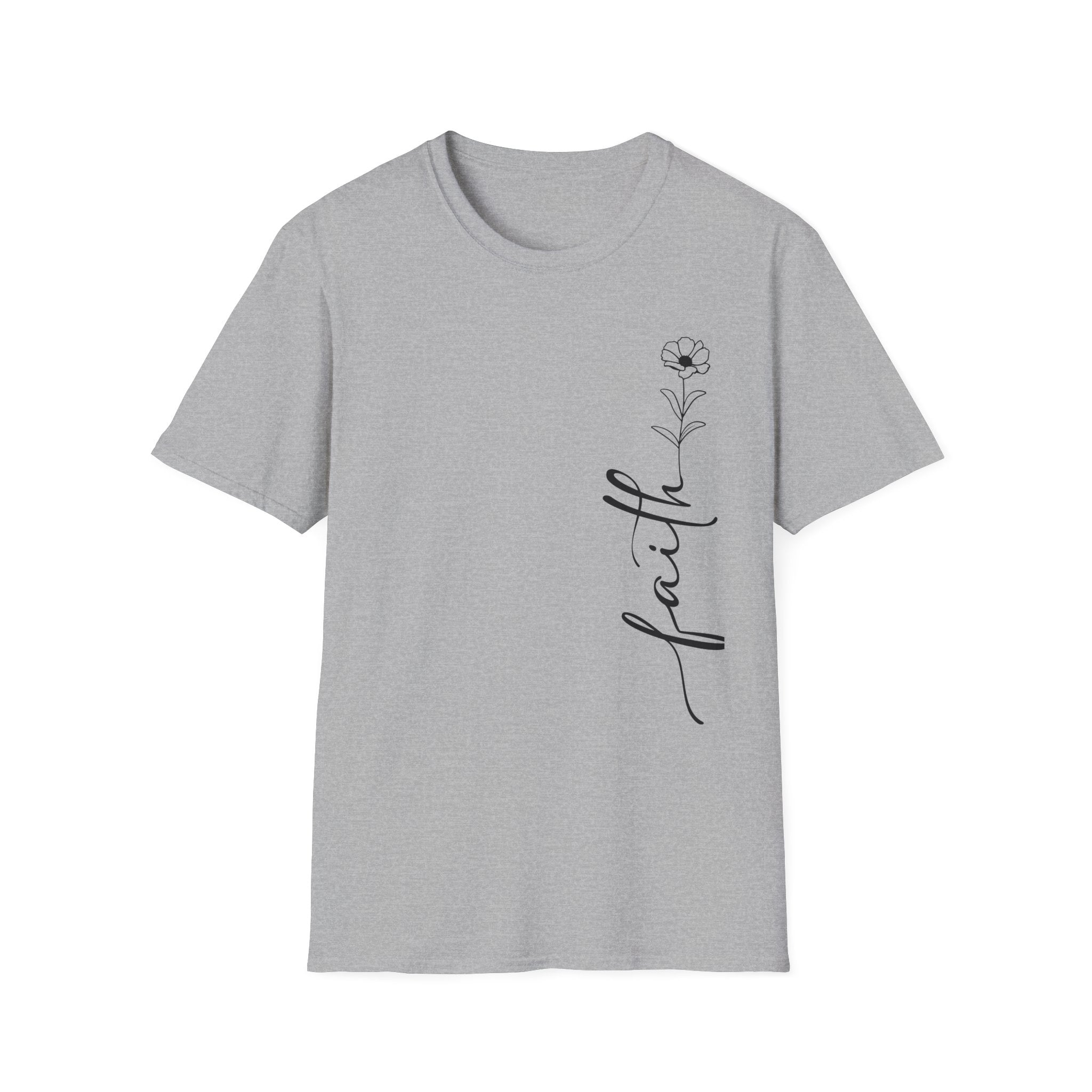 Faith Script T-Shirt — Minimal Floral Faith Tee