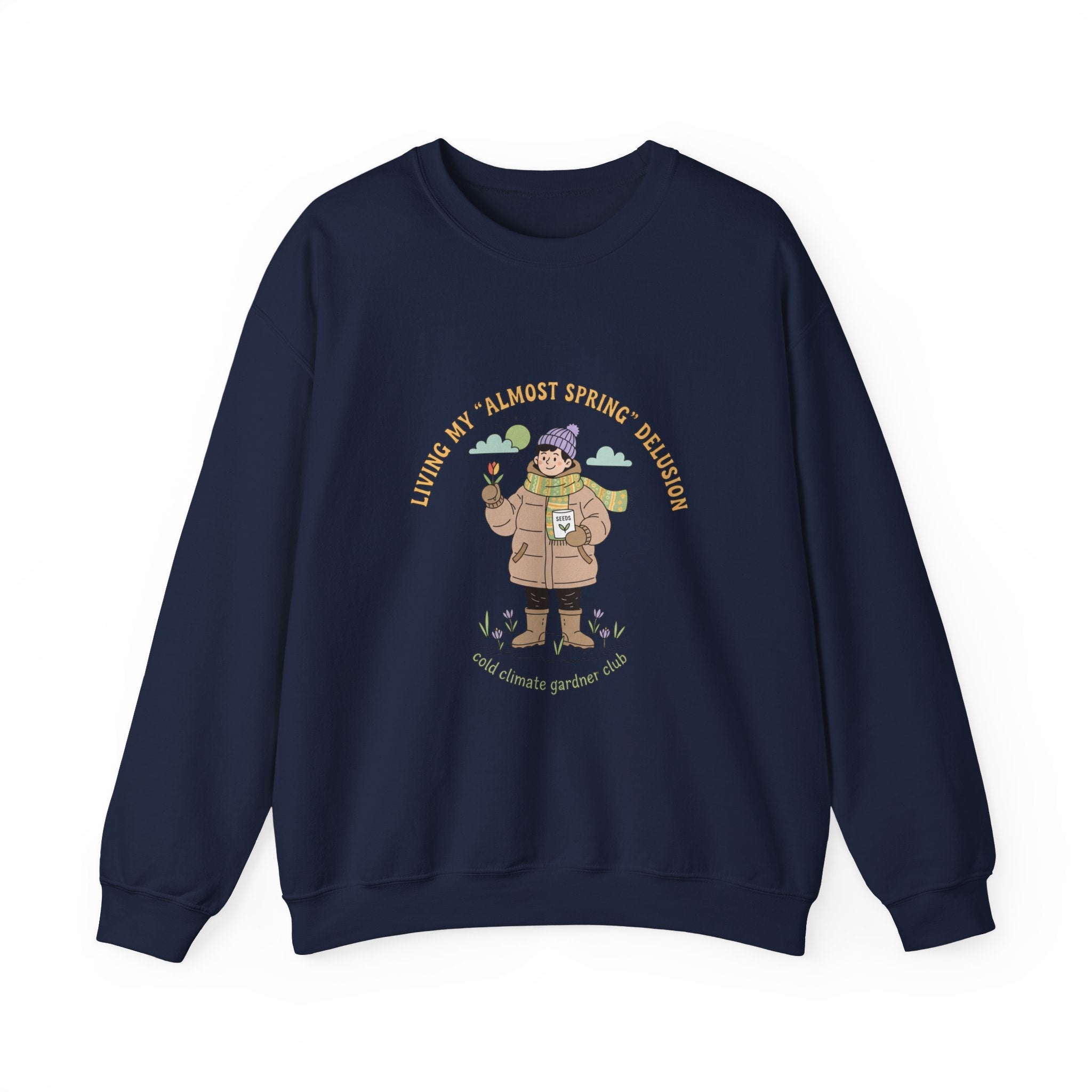 Almost Spring Thaw Humor Crewneck Sweatshirt | spring tease, winter spring meme