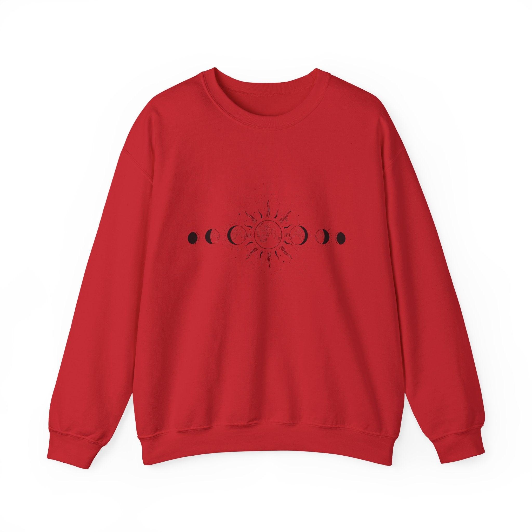 Celestial Moon Phase Crewneck Sweatshirt — Sun & Phases Graphic