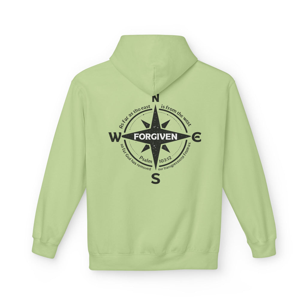 Forgiven Compass Hoodie — Christian Faith Inspirational Pullover - As Far as the East is from the West
