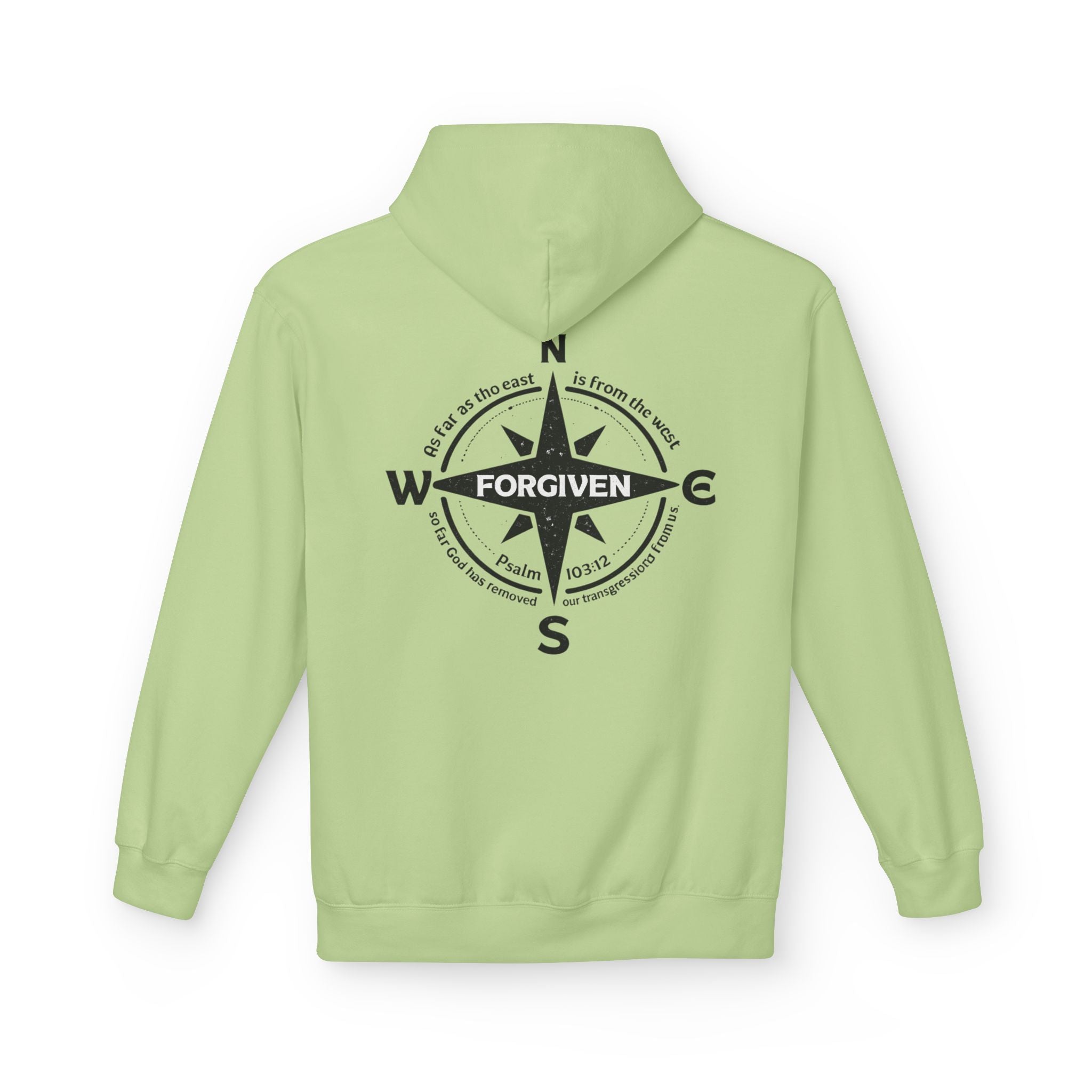 Forgiven Compass Hoodie — Christian Faith Inspirational Pullover - As Far as the East is from the West