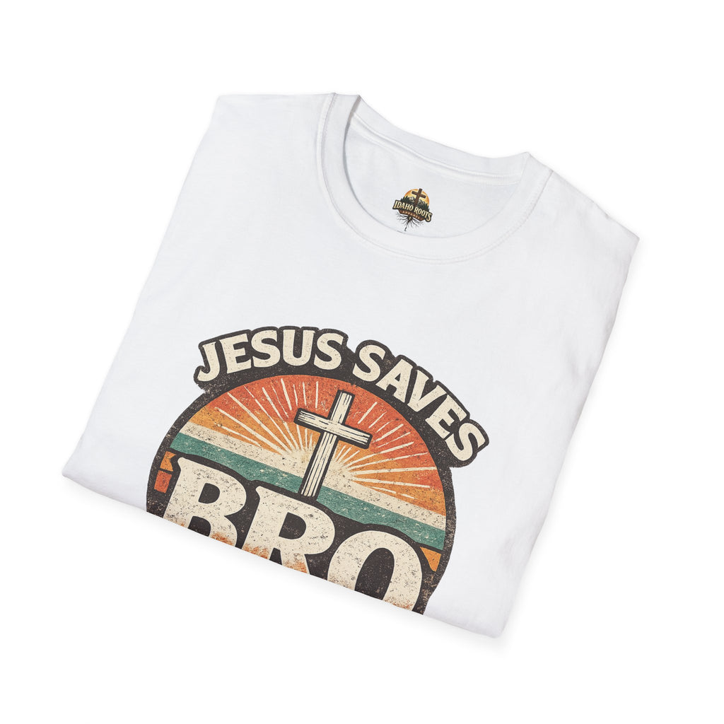 Jesus Saves Bro T-Shirt — Retro Christian Faith Tee