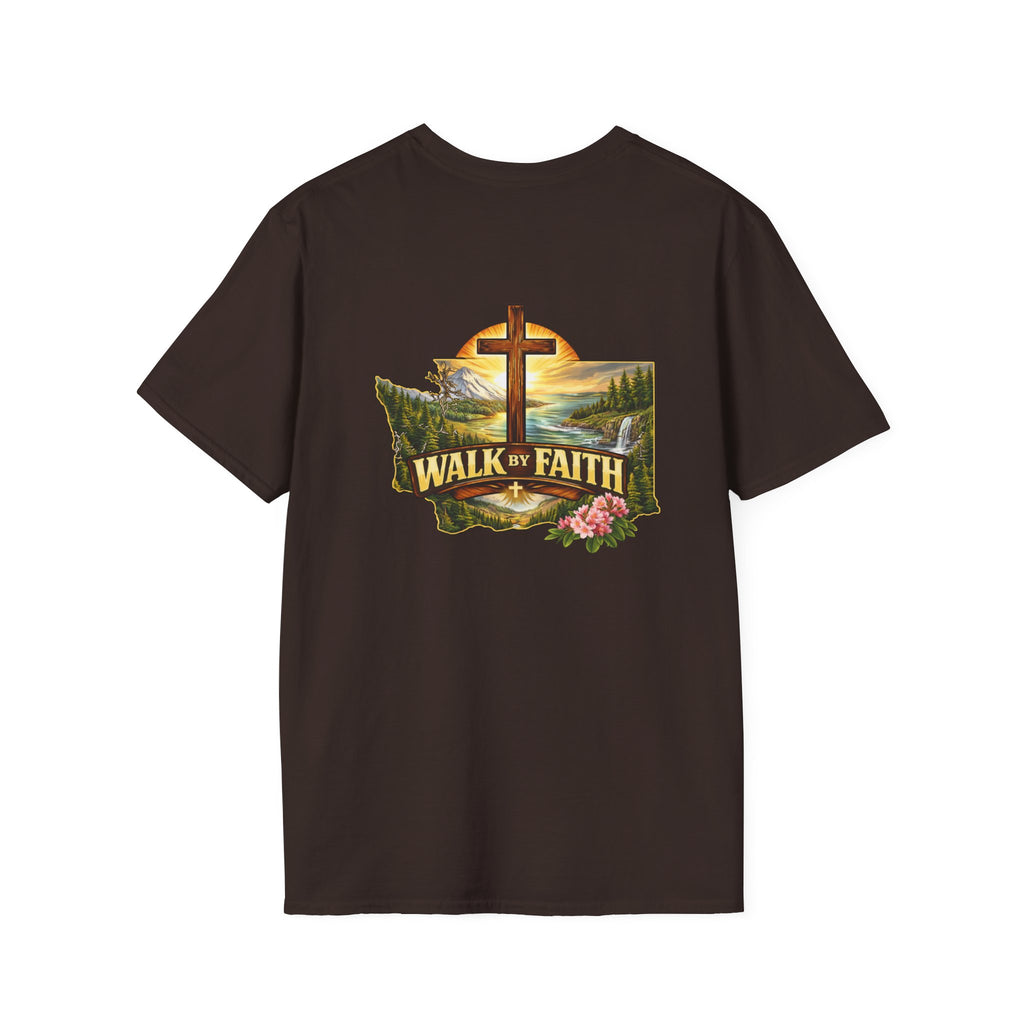 Washington State - Walk By Faith T-Shirt — Christian Cross Mountain Graphic Tee