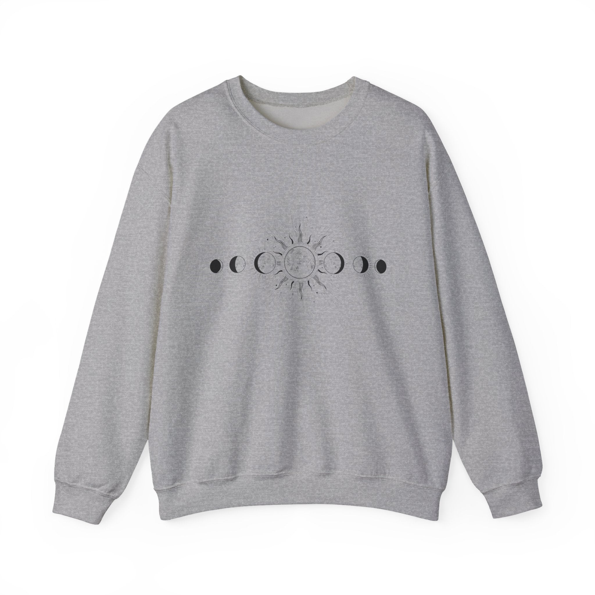 Celestial Moon Phase Crewneck Sweatshirt — Sun & Phases Graphic