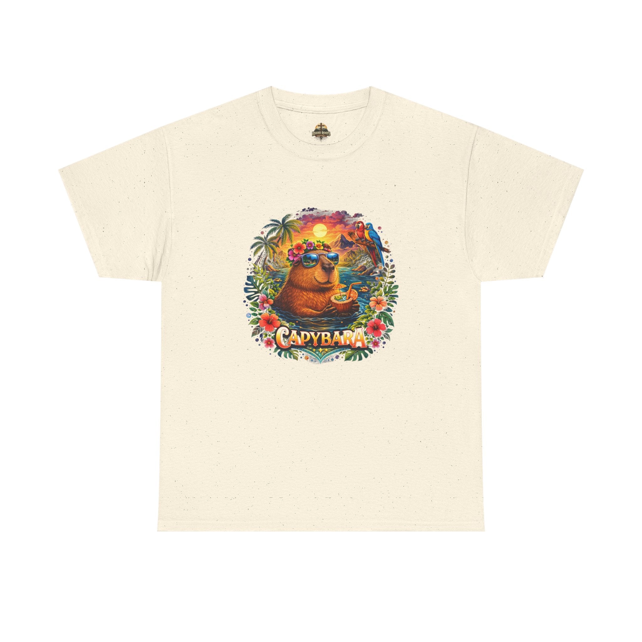 T-Shirt — 'Capybara' Tropical Sloth Sunset Graphic Tee