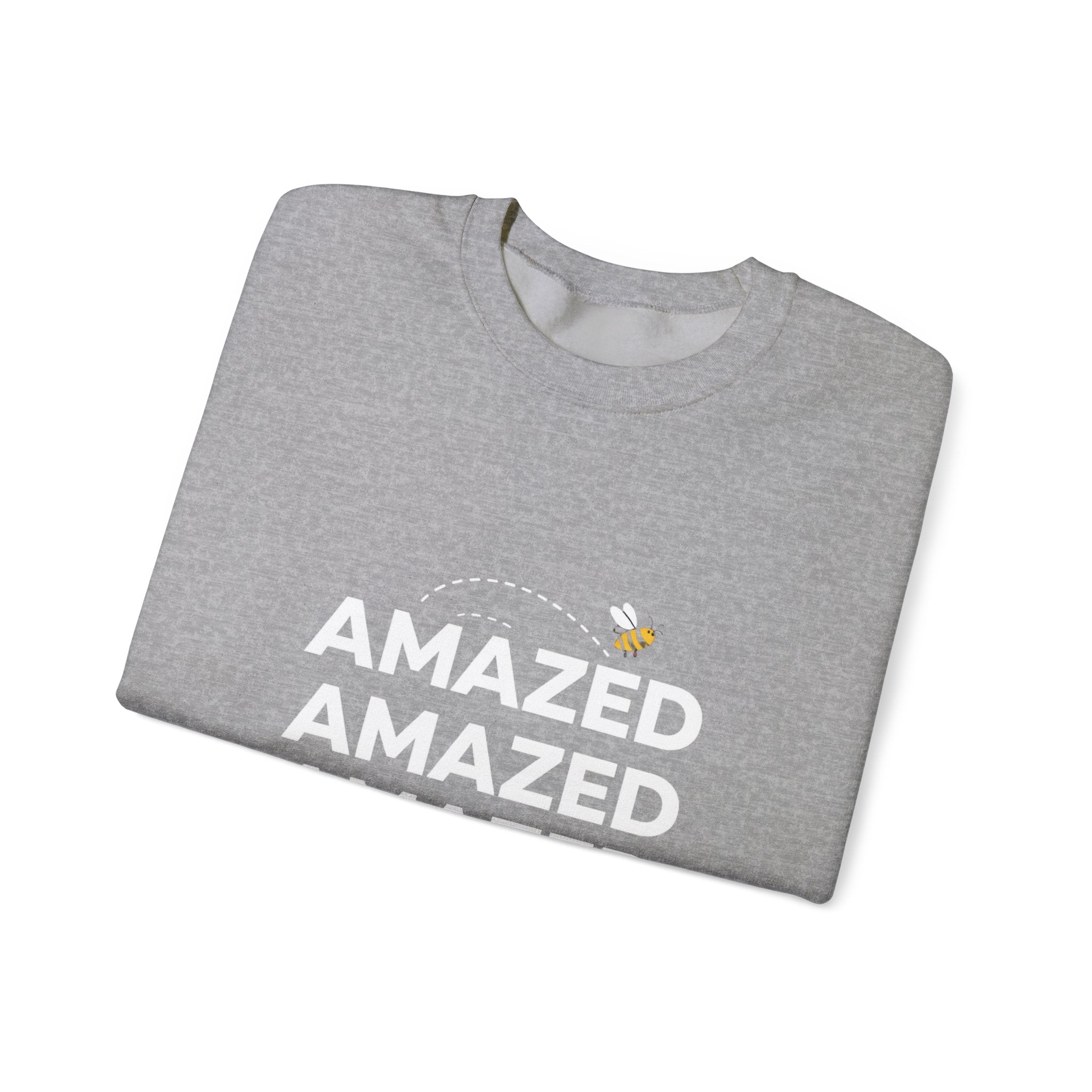 Bee Amazed Crewneck Sweatshirt — Repeating "Amazed" Graphic