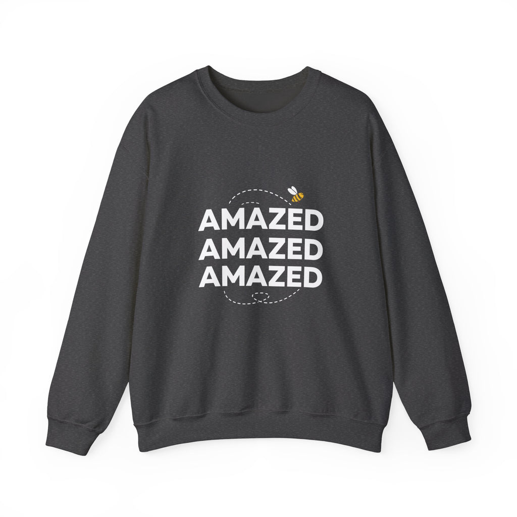 Bee Amazed Crewneck Sweatshirt — Repeating "Amazed" Graphic