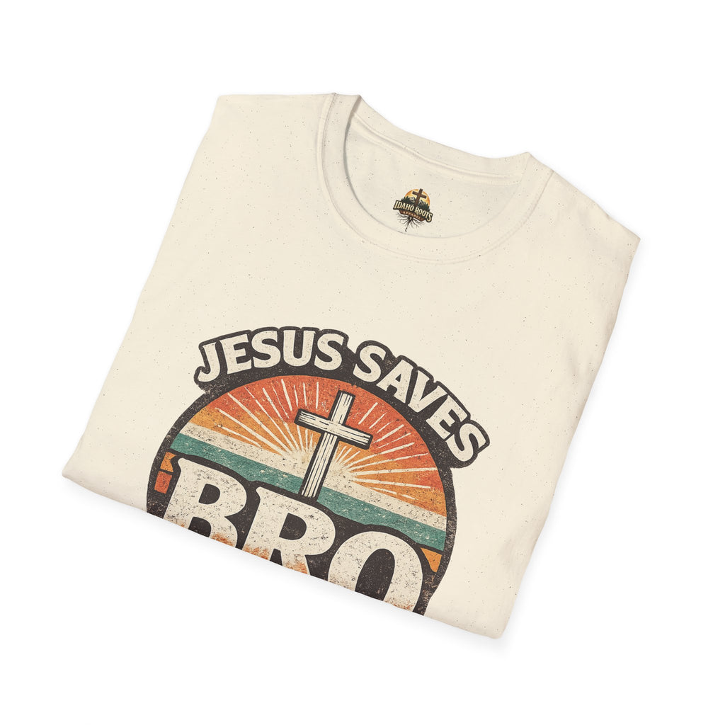 Jesus Saves Bro T-Shirt — Retro Christian Faith Tee