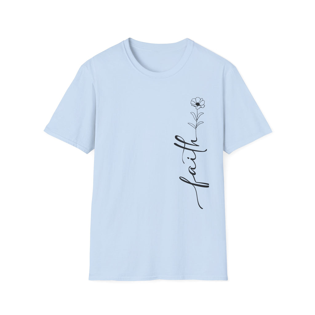 Faith Script T-Shirt — Minimal Floral Faith Tee