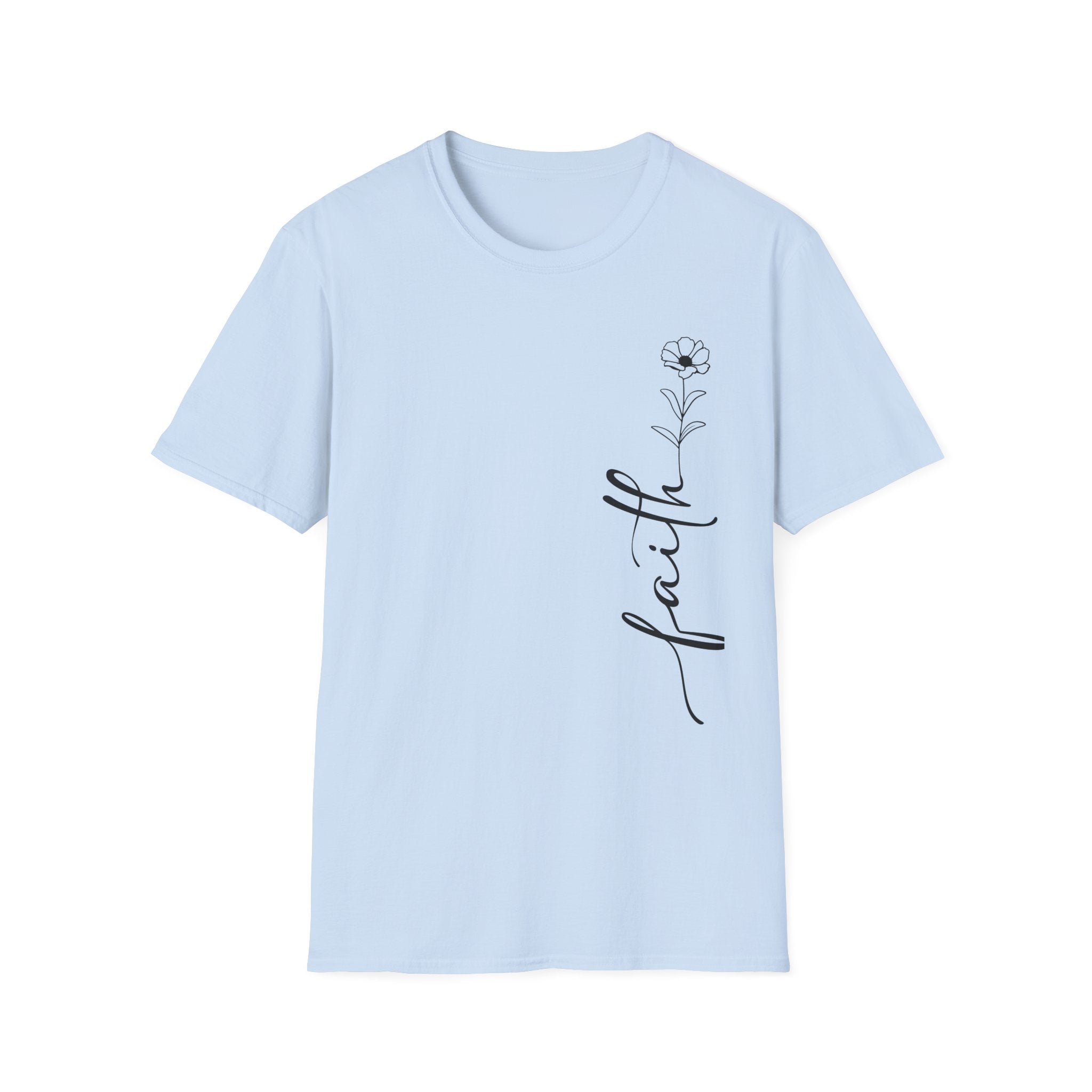 Faith Script T-Shirt — Minimal Floral Faith Tee