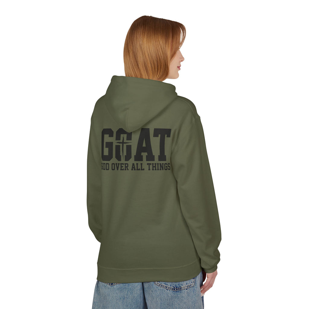 GOAT God Over All Things Hoodie – Christian Hoodie – Faith Hoodie – Religious Sweatshirt – Inspirational Hoodie – Jesus Hoodie – Christian Gift