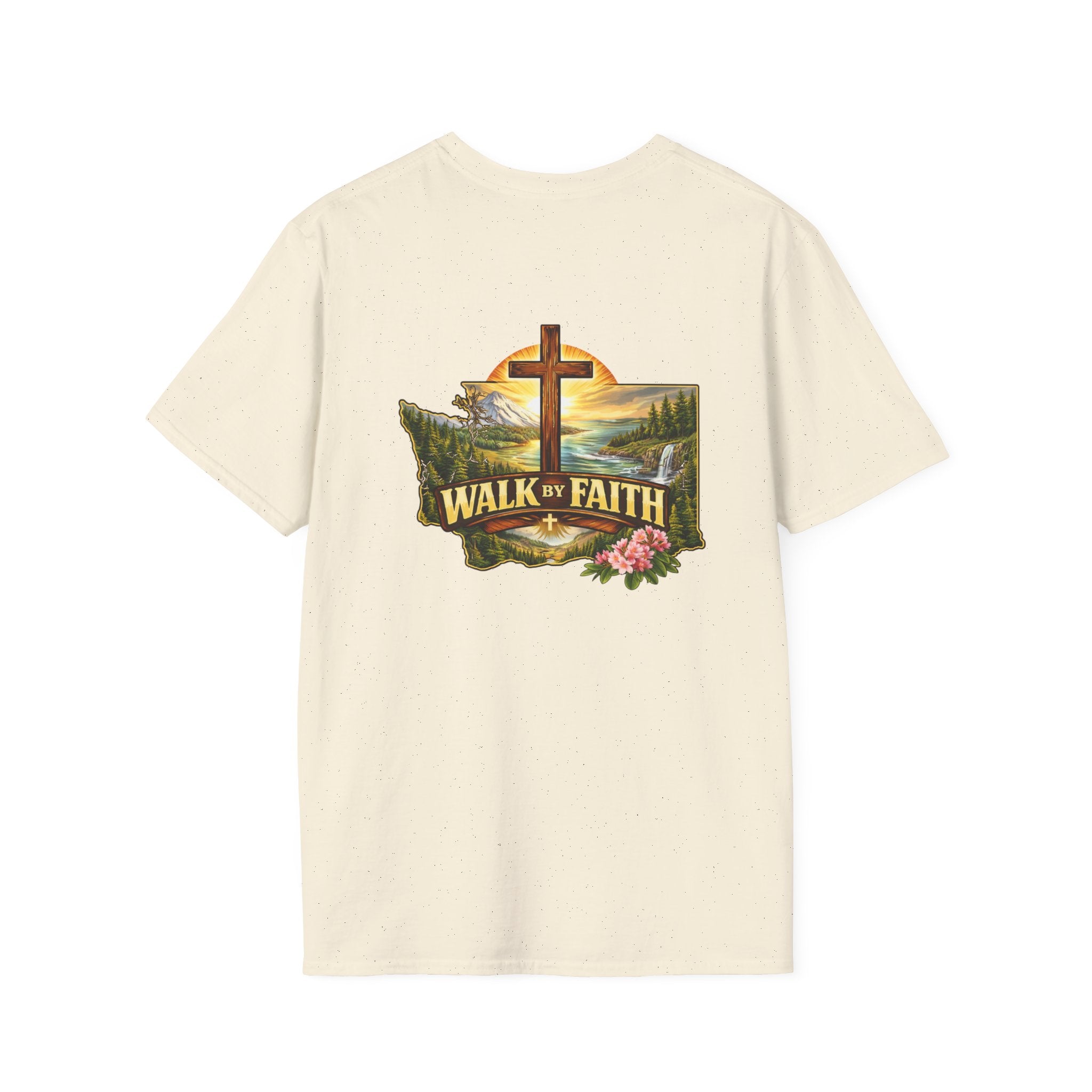 Washington State - Walk By Faith T-Shirt — Christian Cross Mountain Graphic Tee