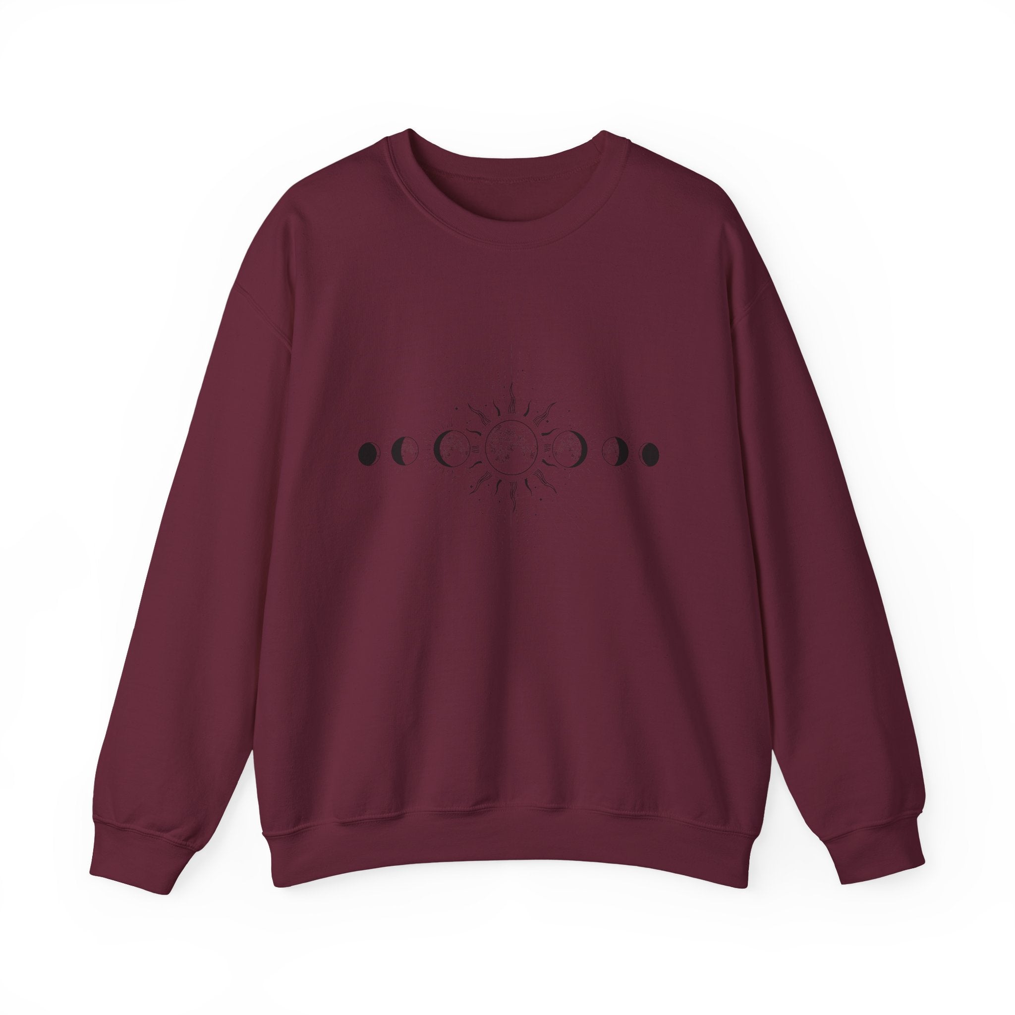 Celestial Moon Phase Crewneck Sweatshirt — Sun & Phases Graphic