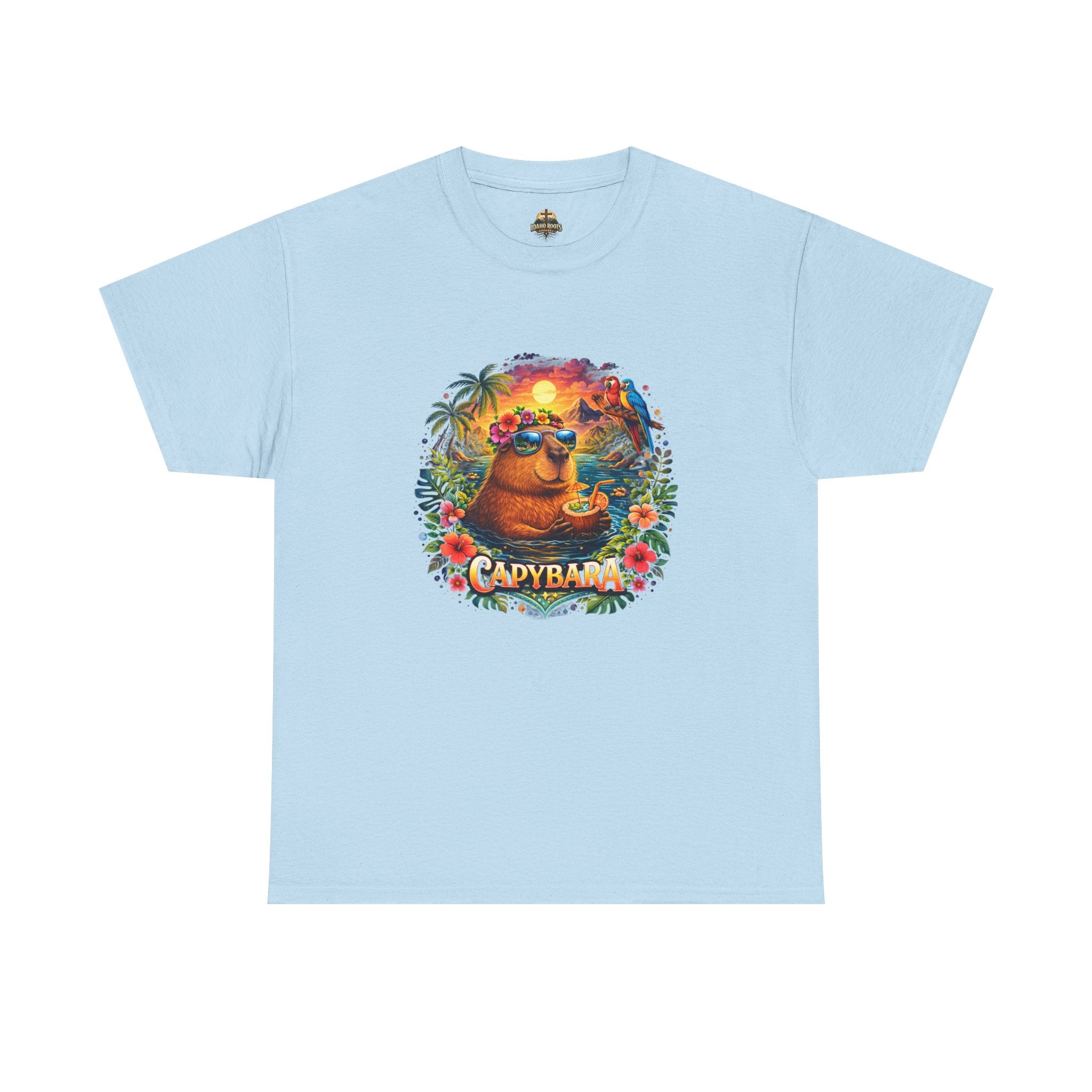 T-Shirt — 'Capybara' Tropical Sloth Sunset Graphic Tee