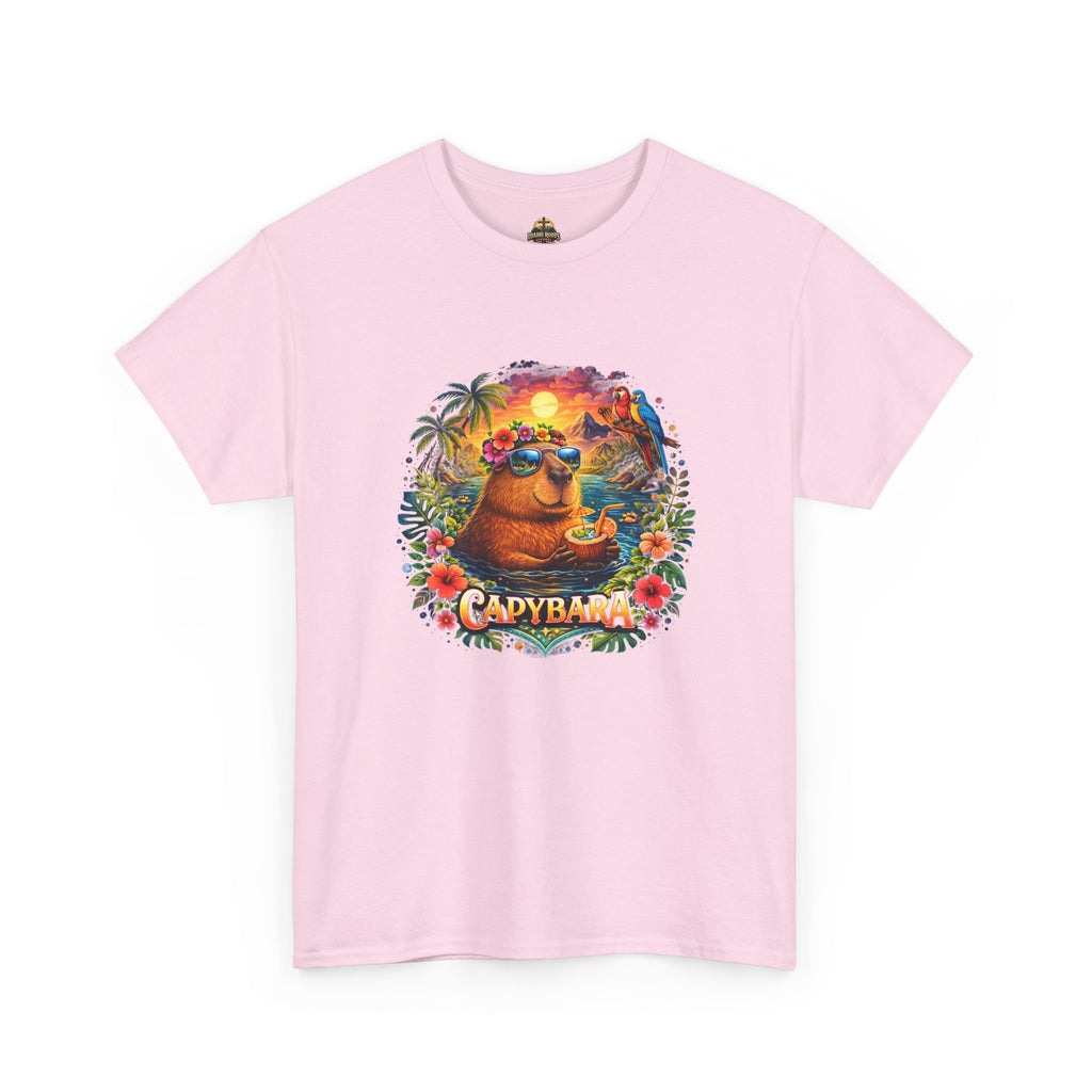 T-Shirt — 'Capybara' Tropical Sloth Sunset Graphic Tee