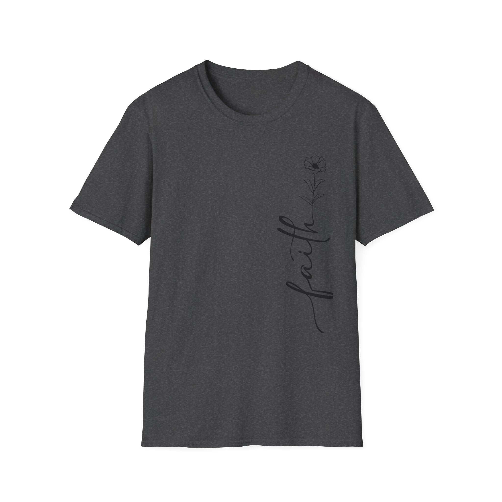 Faith Script T-Shirt — Minimal Floral Faith Tee