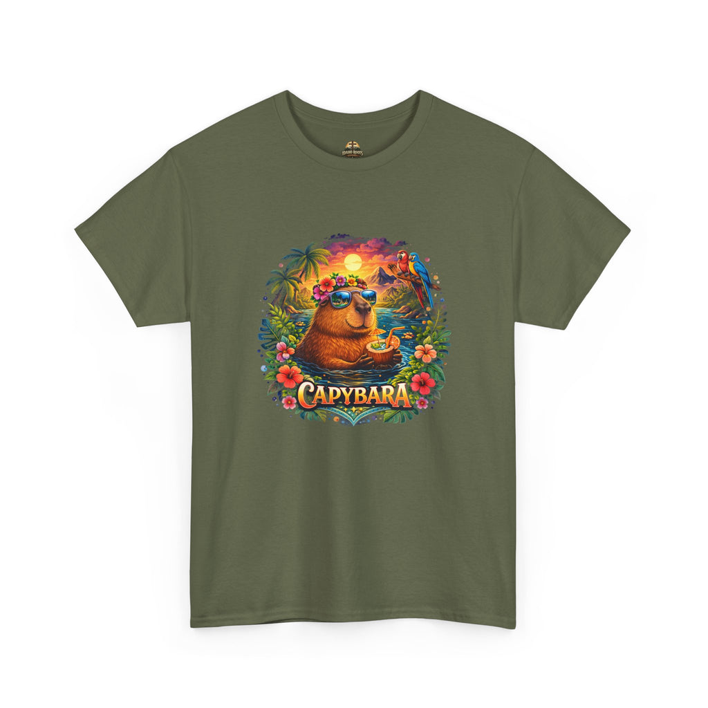 T-Shirt — 'Capybara' Tropical Sloth Sunset Graphic Tee