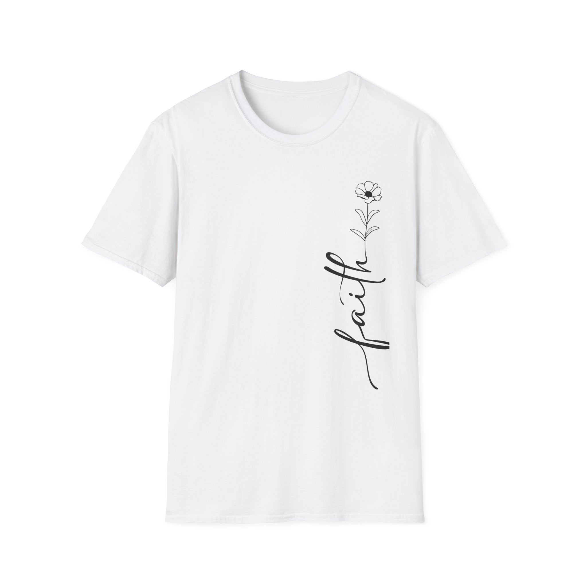 Faith Script T-Shirt — Minimal Floral Faith Tee