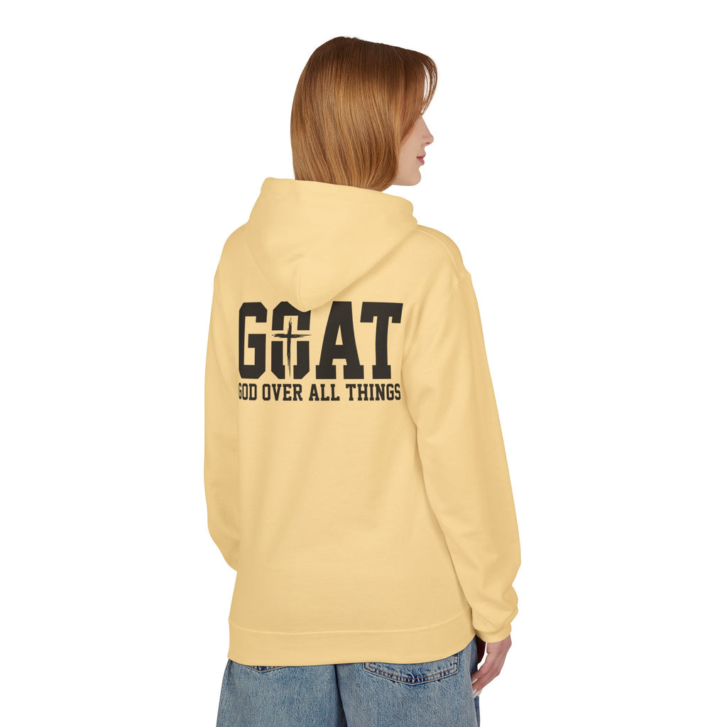 GOAT God Over All Things Hoodie – Christian Hoodie – Faith Hoodie – Religious Sweatshirt – Inspirational Hoodie – Jesus Hoodie – Christian Gift