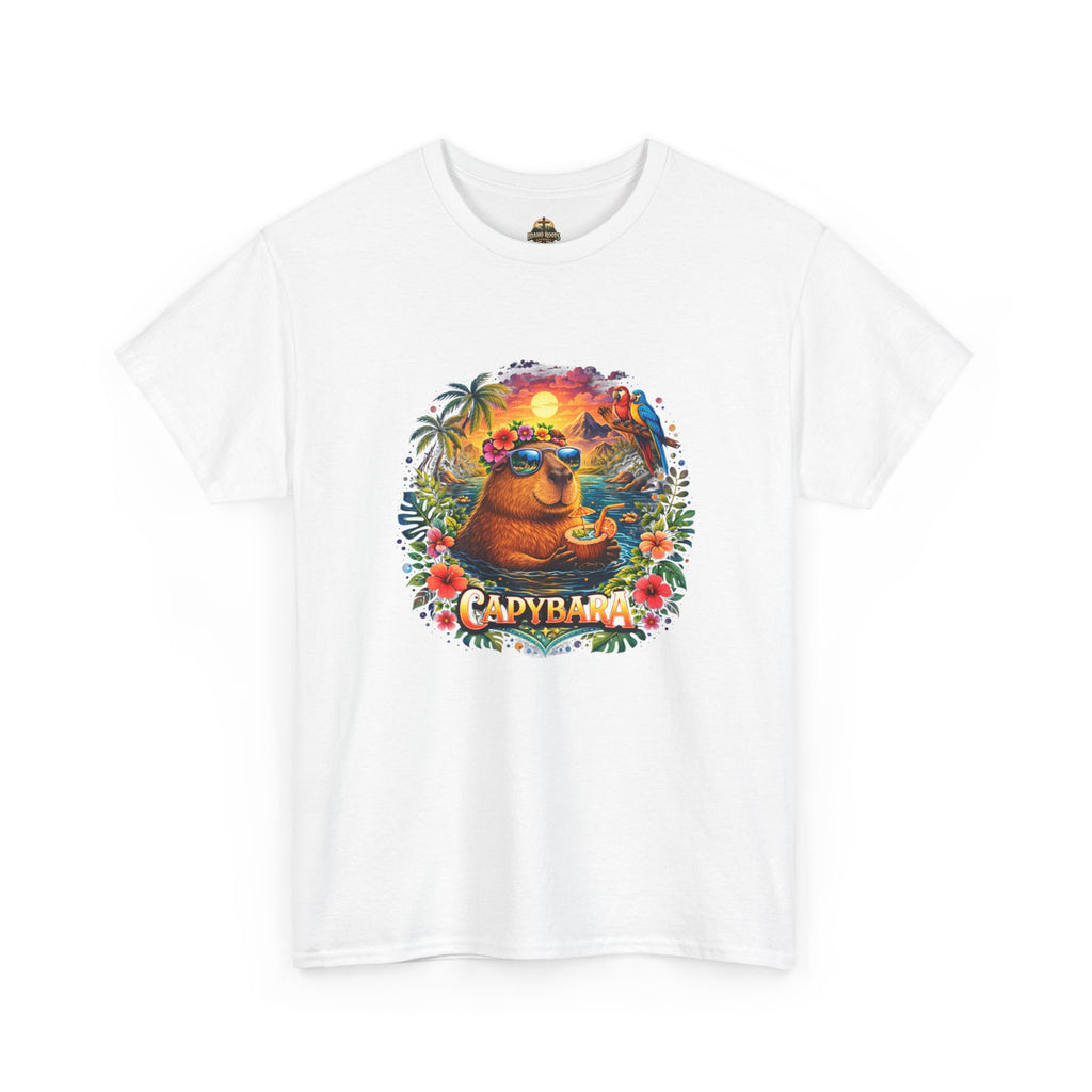 T-Shirt — 'Capybara' Tropical Sloth Sunset Graphic Tee