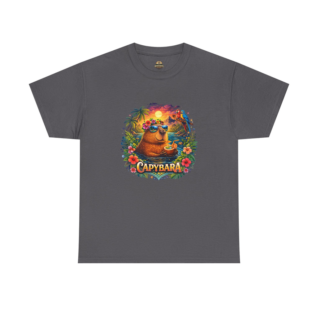 T-Shirt — 'Capybara' Tropical Sloth Sunset Graphic Tee