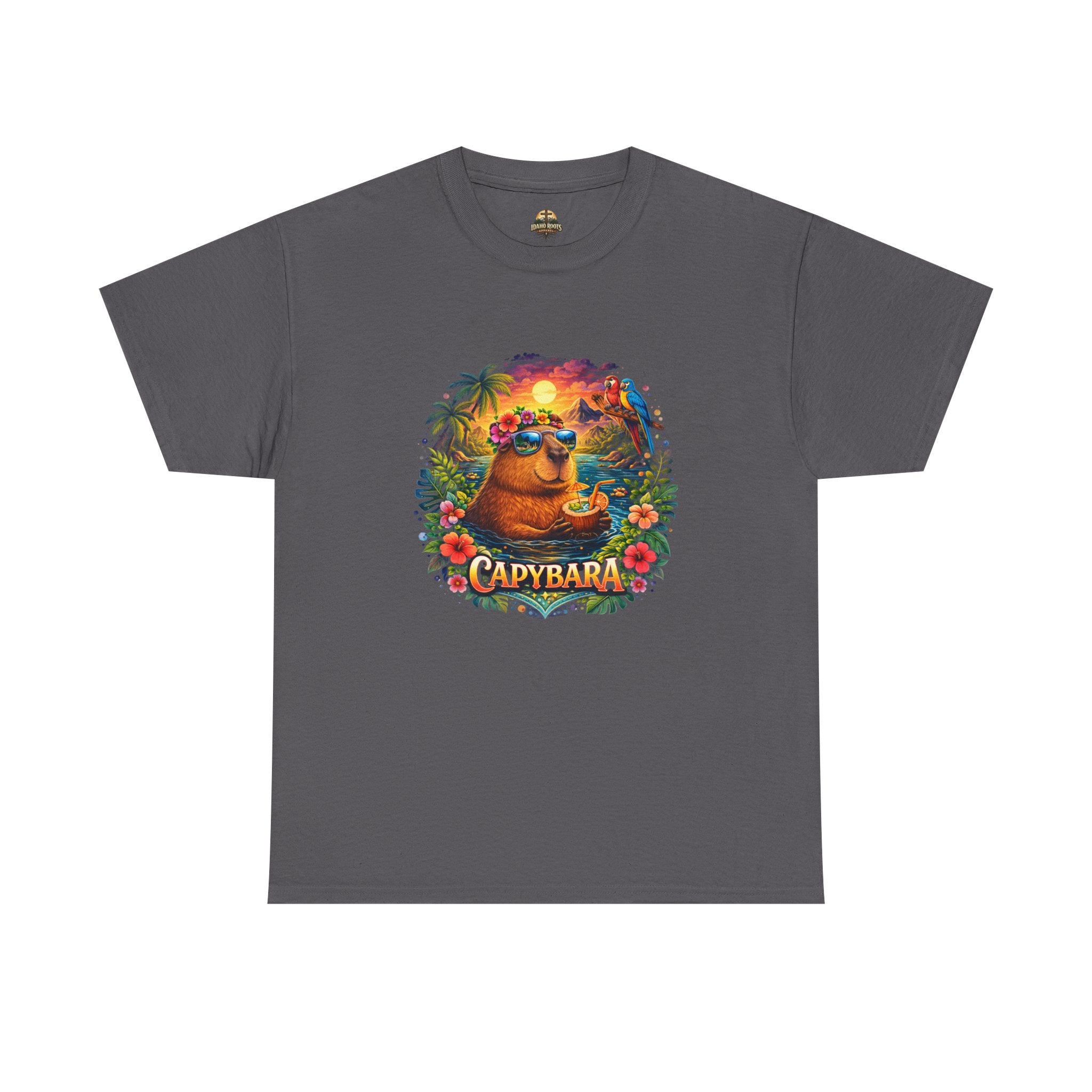 T-Shirt — 'Capybara' Tropical Sloth Sunset Graphic Tee