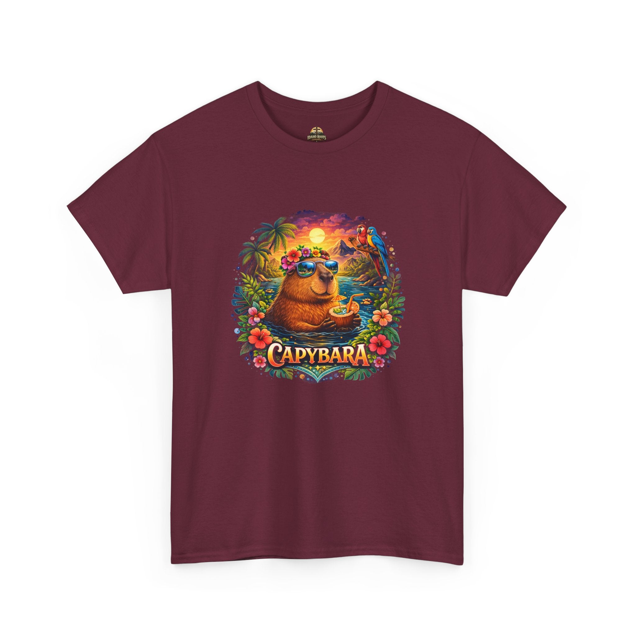 T-Shirt — 'Capybara' Tropical Sloth Sunset Graphic Tee