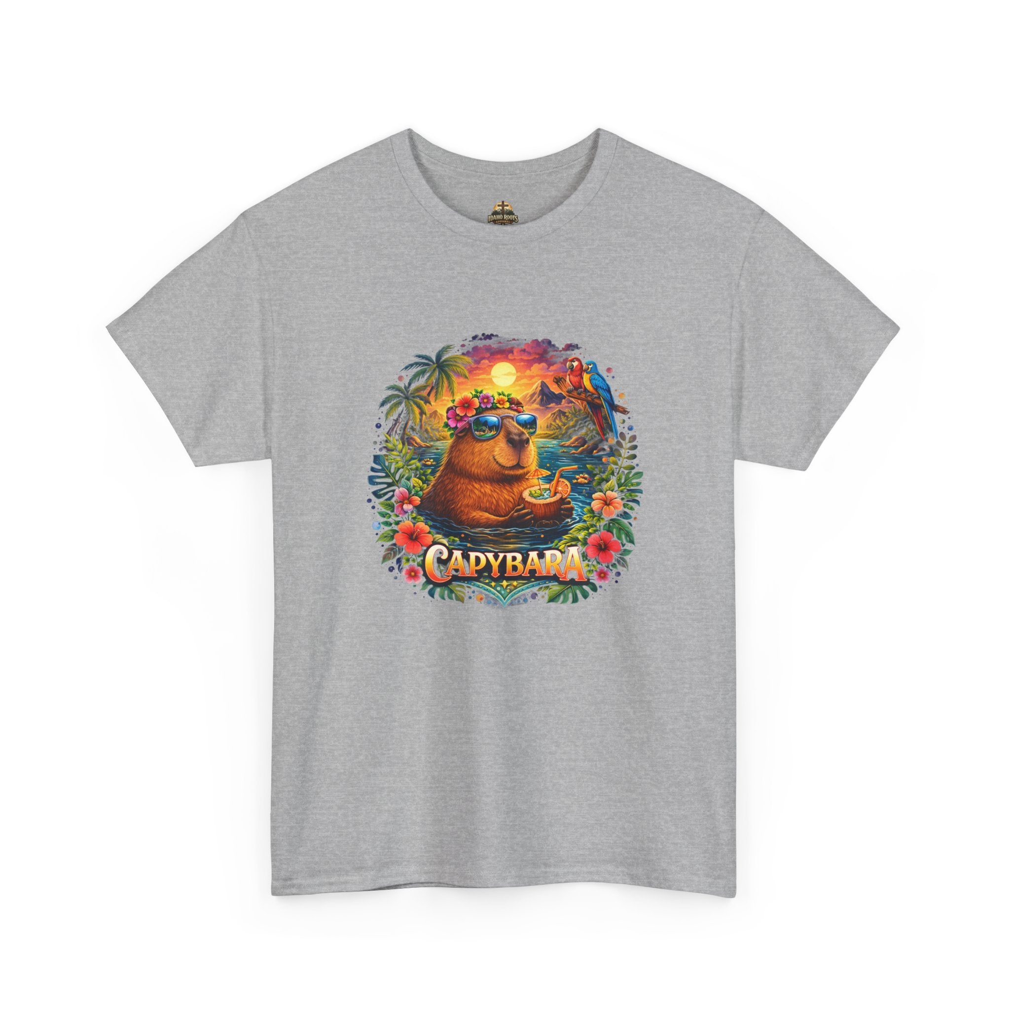 T-Shirt — 'Capybara' Tropical Sloth Sunset Graphic Tee
