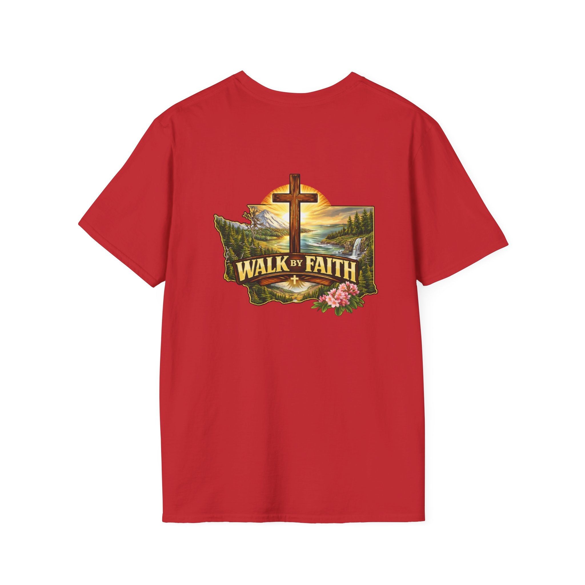 Washington State - Walk By Faith T-Shirt — Christian Cross Mountain Graphic Tee