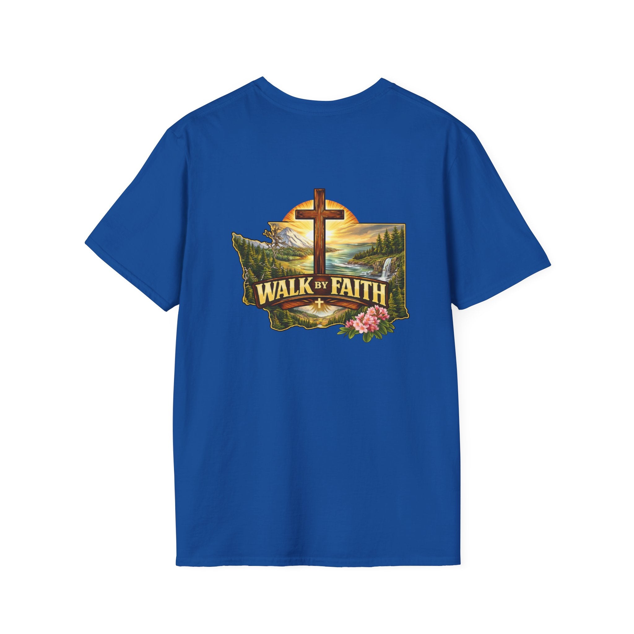 Washington State - Walk By Faith T-Shirt — Christian Cross Mountain Graphic Tee