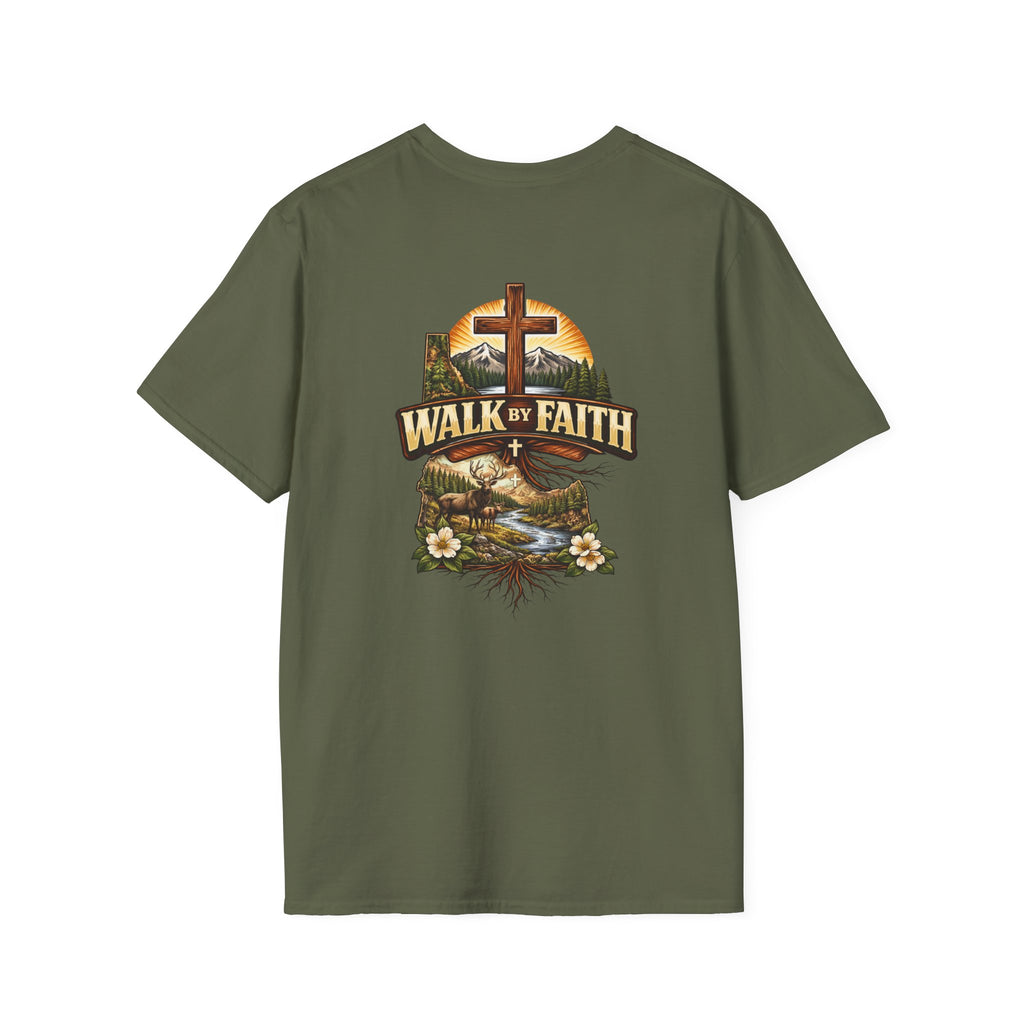 Faith T-Shirt — "Walk by Faith" Christian Cross Graphic Tee