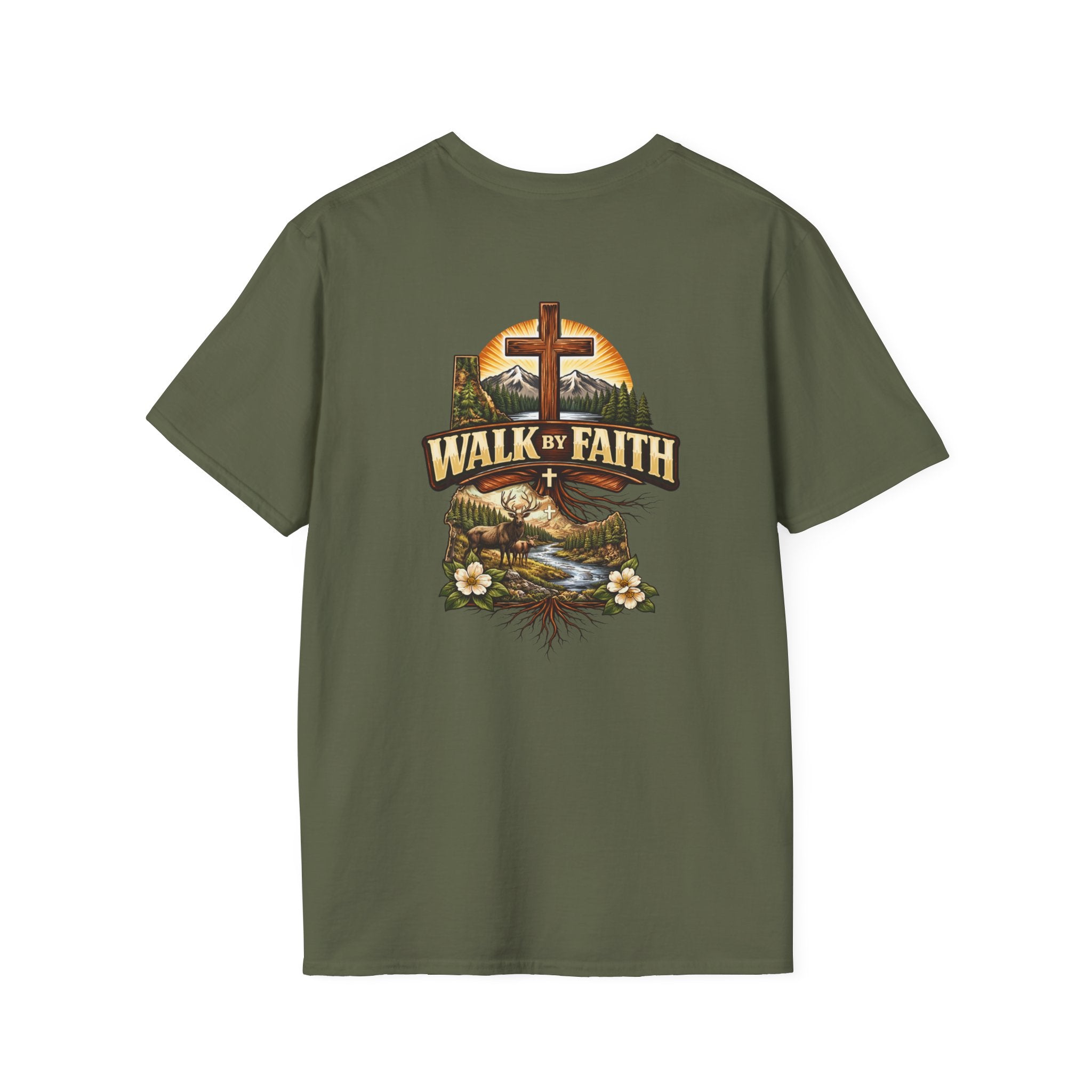Faith T-Shirt — "Walk by Faith" Christian Cross Graphic Tee